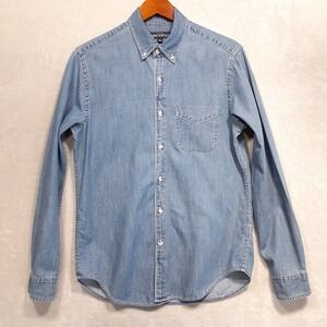 J.Crew Mercantile Mens Long Sleeve Chambray Button Shirt Sz.S/Blue-Lightwashed